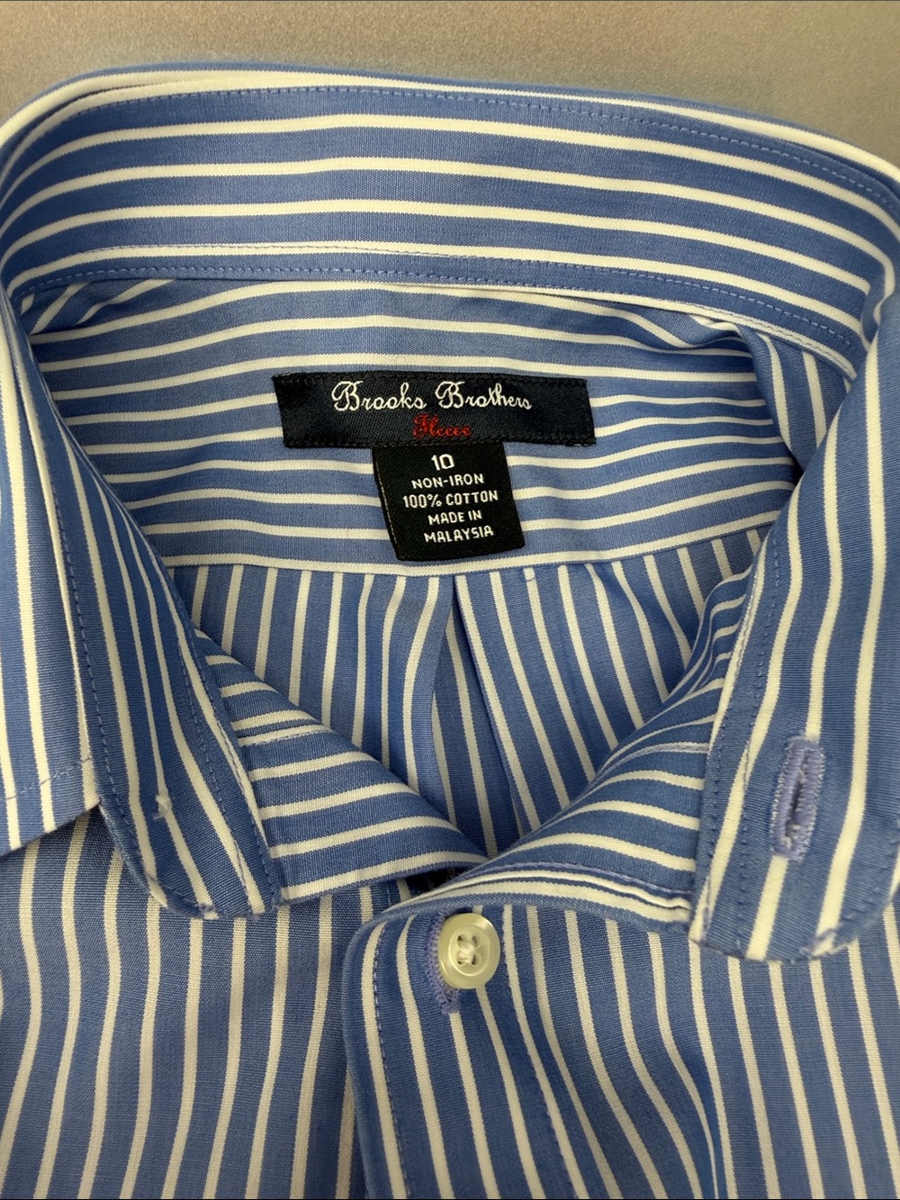 Brooks Brothers Kids Blue and White Striped Dress Shirt